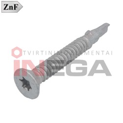 Savisriegiai įleidžiama TX galvele DIN7504P, su sparneliais, stambiu sriegiu, zinc flake padengimu